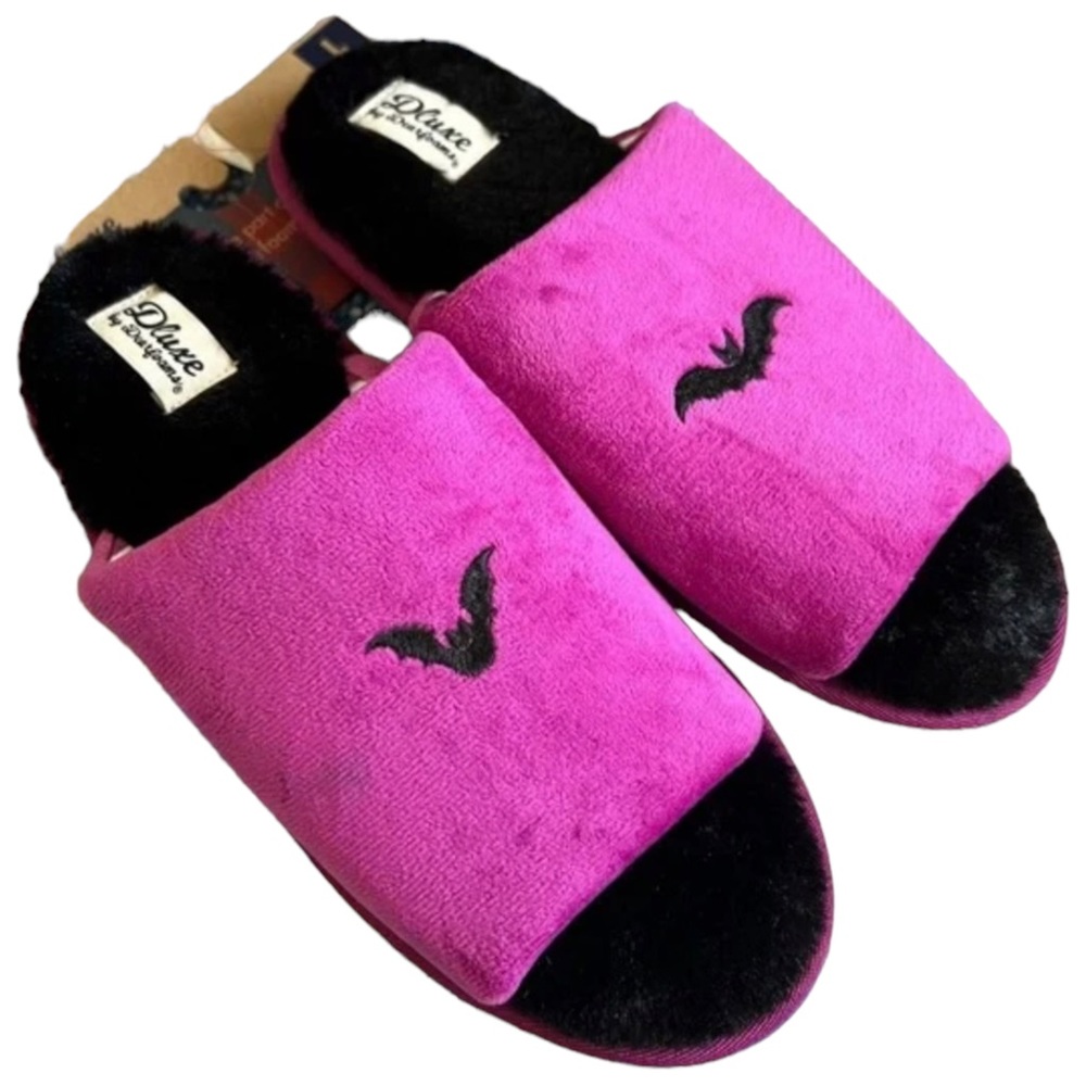 Small (5-6) - DLUXE by DEARFOAMS Bat Halloween Slippers NEW - Picture 2 of 6